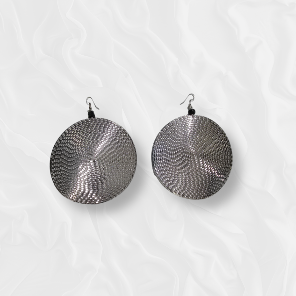 African Drop Metallic Round Earrings