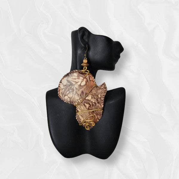 African Large Drop African Shaped Earrings