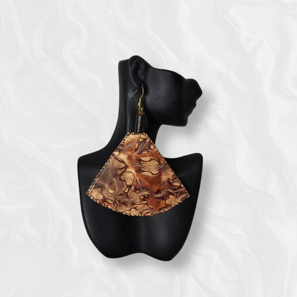 African Large Drop Fan Shaped Earrings