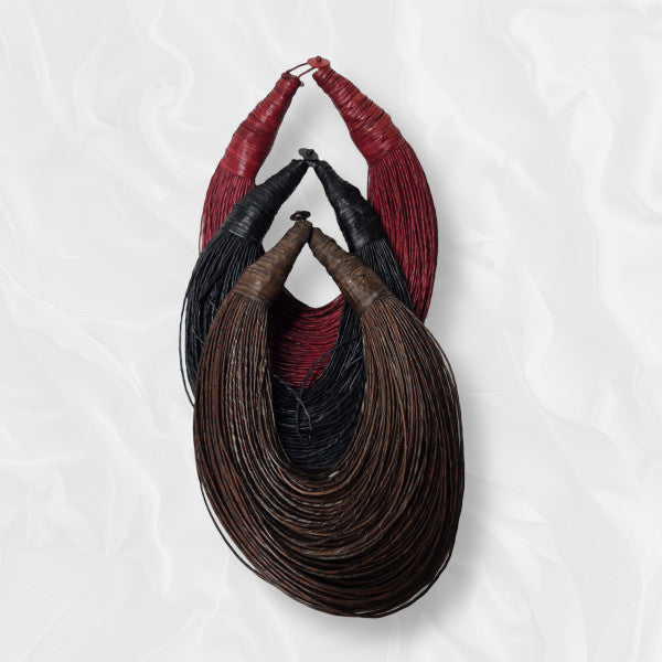 Brown Black and Red Leather Accented Combo Necklace