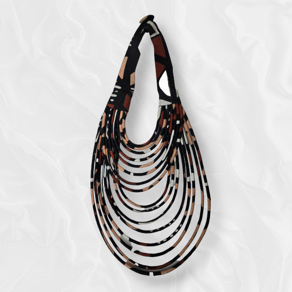 Brown White and Black Cloth Eclectic Necklace