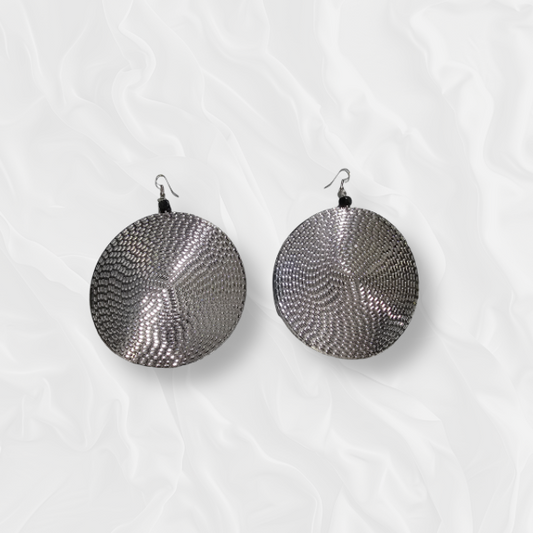 African Drop Metallic Round Earrings