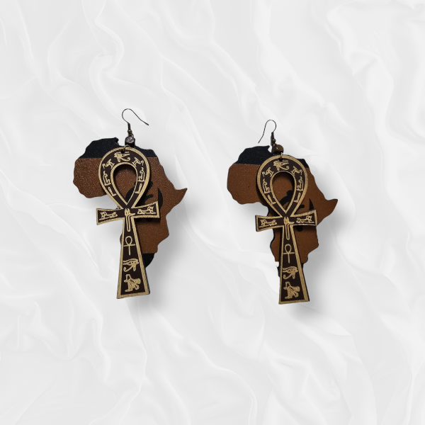 African Drop African and Cross Earrings