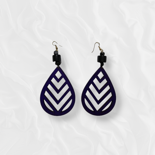 African Tear Drop Purple Lattice Earring