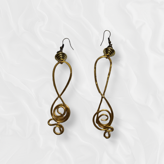 African Drop Metallic Swirl Earrings
