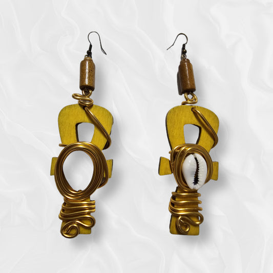 Cross Shell Drop Earring