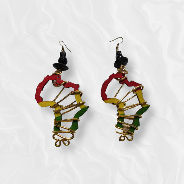 African Shaped Drop Earring