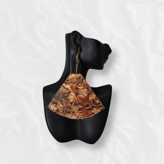 African Large Drop Fan Shaped Earrings