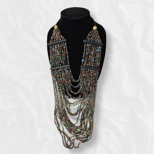 Fine Beaded Drop Multicolored Necklace