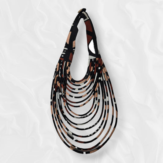 Brown White and Black Cloth Eclectic Necklace